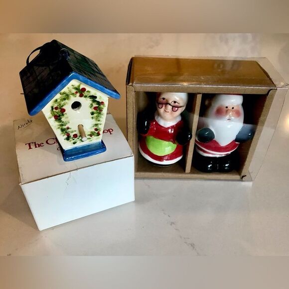NWT Santa and Mrs Claus shakers and artist signed ceramic birdhouse ornament - Picture 13 of 13